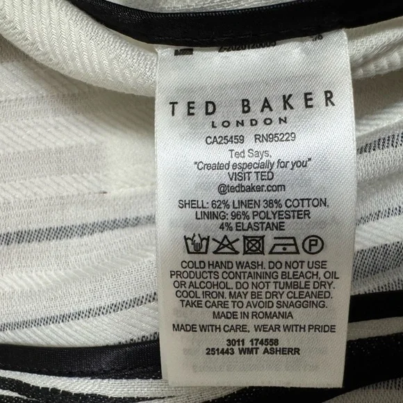 Ted Baker London Women’s Striped Tie Waist Cropped Pants Size 3 (US 8) - Picture 7 of 11